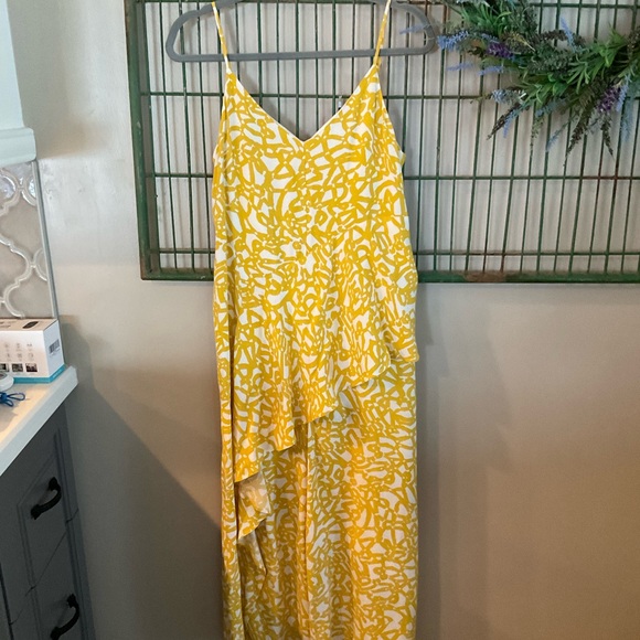 Anthropologie Maeve Yellow White Goldenrod Britany  Jumpsuit Sz12 EUC - Picture 4 of 9